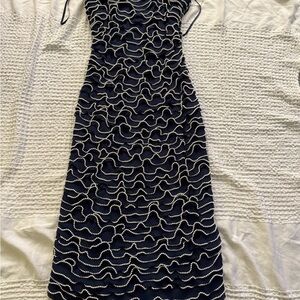Gianni Bini Navy and White Midi Dress